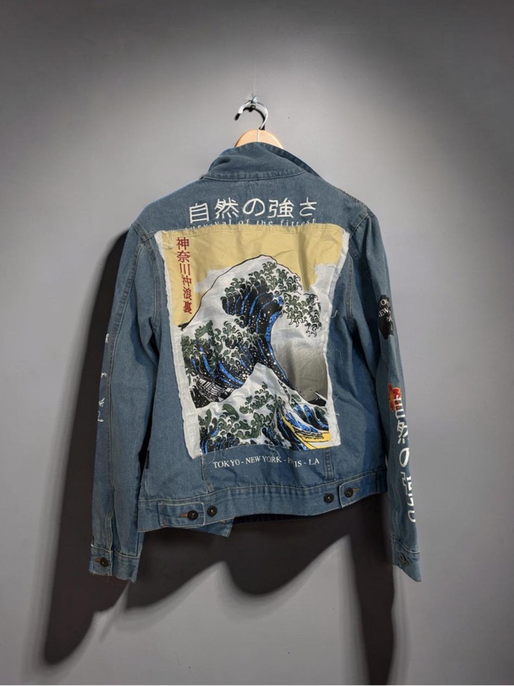 Japanese Art Denim Jacket – Statement Graphic Jean Jacket - Picture 3 of 6